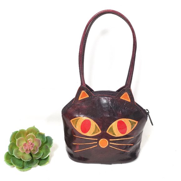 Cost Plus World Market Handbags - Leather Cat Mini Hand Bag